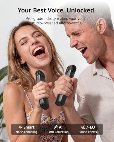 Ikarao Karaoke Machine for Adults, with Lyrics Display Screen, 32GB Karaoke Tablet, 2 Wireless Microphones, Karaoke Speaker with Autotune EQ, Connect TV, Portable Karaoke System for Home Outdoor Party