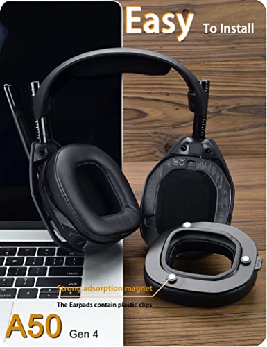 Defean Earpads for Astro A50 Gen4 / A50 Gen5 / A50X (Faux Leather) | Ear pads and Microphone Foam, Upgrade High-Density Noise Cancelling Foam, Ear Cushions Added Thickness - color: Faux Leather