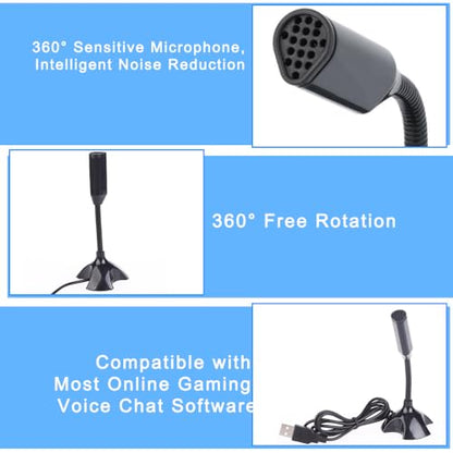 USB Computer Microphone Professional Network Chat Tool Plug and Play Suitable for Desktop and Laptop Computers (Black)