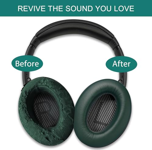 GEVO Premium Replacement Ear Pads for Bose QC35 & QC35ii Headphones - Green | Fits QuietComfort 35 & 35ii / SoundLink 1&2 AE（Over-Ear）- Soft Protein Leather · Adaptive Memory Foam and Extra Durable - color: Green