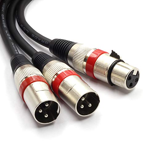 XLR Splitter Cable - XLR Female to Dual Male 3 Pin Patch Y Cable Balanced Microphone Splitter Cord Audio Adapter (50CM) - color: XLRF-2XLRM-50CM-1PACK