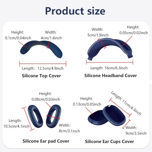 fomissky-sisa 4 in 1 AirPods Max Case Headphone Covers, Silver Grey - color: Silver Spider