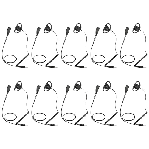 10 Pack BDS15-Y2 D-Shape Style Earphone with PTT MIC for Motorola Vertex Standard VX-6E VX-120 FT-270R VX-7R FT-277R - size: 10 Pieces