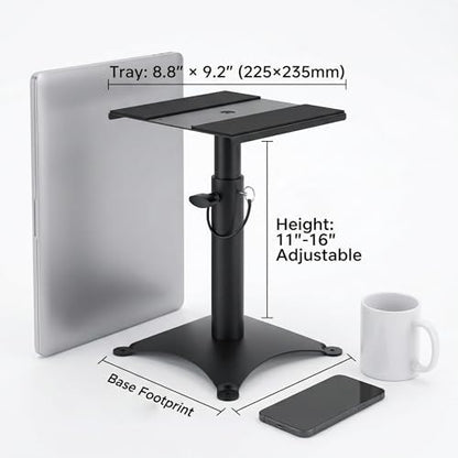 Height Adjustable Desktop Speaker Stands 1 Pair, Metal Desktop Studio Monitor Speaker Stands Bookshelf Speaker Stands 360° Swivel, 62lbs Load, Ideal for Recording Studio, Home Office & Gaming