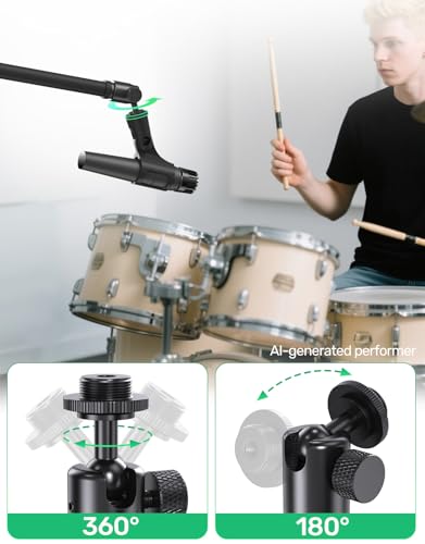 Ball and Socket Head Microphone Adapter, All-Metal, 360° Pan and 90° Tilt | Compact and Lightweight, Secure Locking, 5/8" and 3/8" All-Metal Adapter, Swivel Mic Stand Adapter, Ideal for Camera and Mic