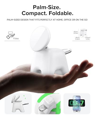 Magnetic Wireless Charging Station, Charger Stand for iPhone Apple Watch | 2026 2 in 1 Foldable Charger Stand 15W for iPhone 17 16 15 14 13 12 Pro Max, 5W for Apple Watch&Airpods, 30W Adapter included - color: White