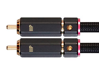Monoprice Male RCA Two Channel Stereo Audio Cable - Gold Plated Connectors, Double Shielded, 6 Feet, Black - Onix Series - size: 6 Feet, style: 2x RCA to 2x RCA