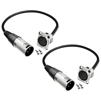 (2PCS) XLR Panel Mount [New Version 2026] XLR Plate Solderless 3 Pin Patch Bay Cable for Audio Equipment Mixers Studio Box Connector Wall Plate Solderless With installation Screws and Nuts (F to M) - style: F to M