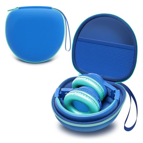 Kids Headphones Case for Folding Headphone, Blue+Green Edge (Case Only) | Compatible with iClever BTH12/HS19/BTH26/JoySpark-T5/Candy Bila BH03/EarFun/IMYB/MIDOLA MD-B01/noot Products Kids Headphones - color: Blue + Mint Green Edge