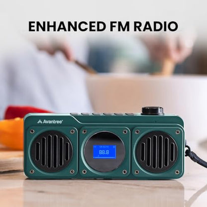 Avantree BoomByte - Portable FM Radio & Bluetooth Speaker with Stereo Sound | Long Rechargeable Playtime, Micro SD Card & USB Audio Input, MP3 Player, Metal Finish, Easy to Use, Blue - color: Blue