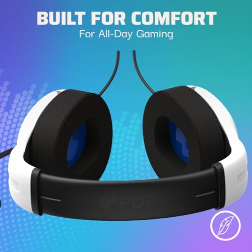 PDP AIRLITE Wired Stereo Gaming Headset, Officially Licensed by Sony PlayStation 5, PS5/PS4/PS3/PC, Lightweight Durable Headphones, 3.5mm audio jack, Noise-canceling Flip-to-Mute Mic, Frost White - color: Frost White, style: Wired