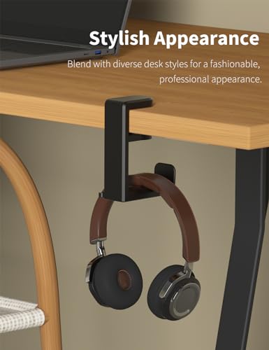 Headphone Hook Under Desk Holder 360-Degree Adjustable Rotation, Black - color: Black