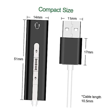 Balacoo USB 3.1 Sound Card for PC with 7.1 Surround Sound Adjustable Mic and Earphone Plug-Gaming and Streaming Black