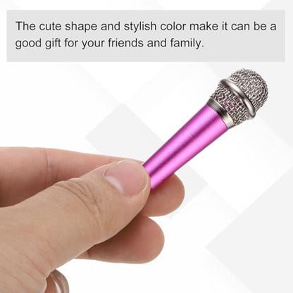 MECCANIXITY Mini Microphone, Hot Pink, 3.5mm, USB, Laptop, Smartphone, Tablet Compatible, 119cm Cable, Low Noise, 1 Channel - color: Hot Pink