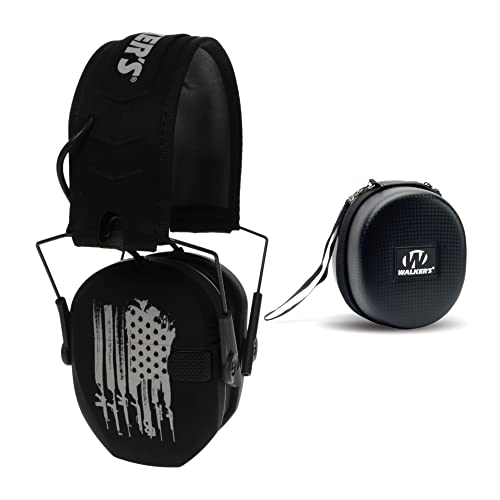 Walker's Razor Slim Electronic Earmuffs | Protective Case - color: Flag