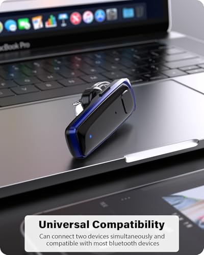 Bluetooth Earpiece V5.3, Wireless Handsfree Headset with Mic, CVC8.0 Noise Cancelling Wireless Earbud Single-Ear Earphone, 16 Hrs Driving Headset for Android,iOS, Laptop, Office, Truck Driver,Business - color: Blue