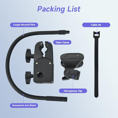 2 in 1 Quick-Release Microphone Holder, Gooseneck Microphone Stand Holder Compatible with Shure/Fifine / AT2020 / Pyle/Blue Snowball/Razer for Lectern Meetings Lectures Pulpit Streaming Gaming Studio - style: Clamp Desk&Mic Stand Holder