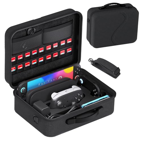 Gaekol All in One Carrying Case for Nintendo Switch 2(2025), Protective Large Hard Travel Case for Storage Switch 2, Pro Controller, Joy-Cons Grip, Dock, 18 Game Card Slots and Accessories, Black - style: All in One-black