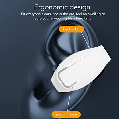 Bluetooth Headphones Clip on Earbuds, Single Clip On Open Ear Headphones, Bluetooth 5.3 Head Set, One Design, for Running Cycling (White) - color: White