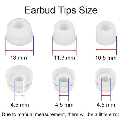 6 Pairs Double Flange Earbud Tips Compatible with Beats Fit Pro Ear Tips Silicone Ear Bud Tips Replacement Earbuds Cap White S M L - color: White