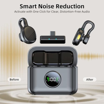 Mini Wireless Microphone for iPhone and Android Content Creator Mic | USB C Lavalier, Charging Case, 21H Battery, Noise Canceling, Video Recording