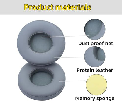 Solo 2 Wireless Earpads Replacement for Beats Solo3 Solo2 Headphones - Gray | Fit for Beats A1796 B0534 Replacement Ear Pad Cushions with Upgrade Memory Foam Covers, (Not Fit Studio, Solo HD, Solo 4) - color: Gray