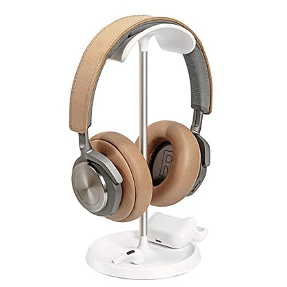 Headphone Stand, Curved Headset Stand with Storage Tray, Heavy Base Gaming Headset Holder for AirPods Max, AirPods, AirPods Pro, Beats, Bose, Sennheiser, Sony and More (White) - color: White
