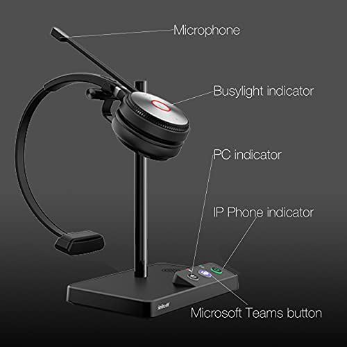 Yealink WH62 Teams Certified Headset with Headphones Stand Charger, Connects to Deskphone, PC/Mac, Made for Video Meeting on Teams, Zoom, RingCentral, Webex, Meet, Global Teck Microfiber Included