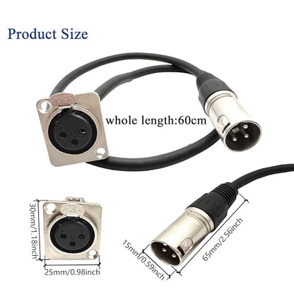 XLR Patch Cable XLR Male to Female Panel Mount Patchbay Cable for Floor Box, Stage Box 2ft 1pc - style: 1PC XLR Female Panel Mount to XLR Male