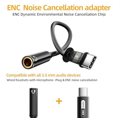 ENC Noise Cancelling Wired Earbuds, Hybrid Driver Wired Headphones with 3.5mm Jack, Microphone Hands-Free Calls in-Ear Headphones for iPhone 16/15/PC