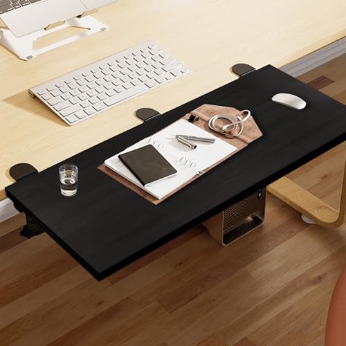 Desk Extender 24‘’ x 12 Inch Foldable Table Extension Folding Wall Table Keyboard Extender for Desk Clamp-on Shelf for Dorm Bunk, Office, Kitchen Bar, RV Countertop, Laundry Room (Black) - color: Black