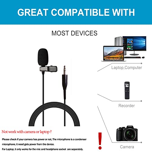 Pro Lavalier Microphone Lapel Microphone 3.5mm (1/8'') TRS Unidirectional Condenser Mic for PC Camera Voice Amplifier Wireless Transmitter, Ideal for Lectures, Podcasts - size: Standard 3.5mm TRS Plug for Various Devices