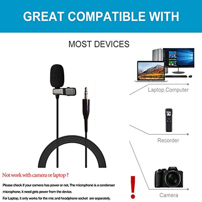 Pro Lavalier Microphone Lapel Microphone 3.5mm (1/8'') TRS Unidirectional Condenser Mic for PC Camera Voice Amplifier Wireless Transmitter, Ideal for Lectures, Podcasts - size: Standard 3.5mm TRS Plug for Various Devices