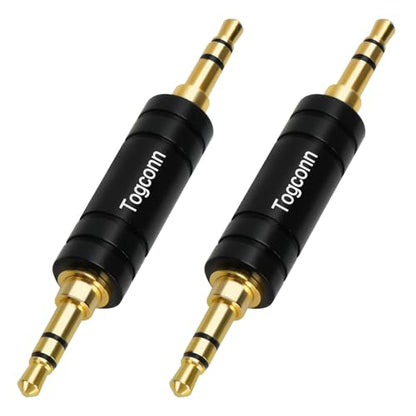 3.5mm 1/8 Inch AUX Audio Adapter 2 Pack，3.5mm TRS Stereo Male to Male Audio Headphone Jack Extender Connector，Gold-Plated, Compatible with Headphone, MP3 Player, Speakers，Tablet, Car Stereo，Microphone - style: 2 Pack