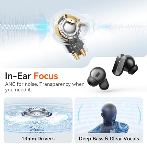 Kinglucky 2-in-1 Wireless Earbuds, in-Ear & Open Ear Clip-On Earbuds Comfortable fit, Bluetooth Headphones 5.4 with Noise Cancelling Mic, Power Swap Charging, Up to 50H, Black - color: Matte Black