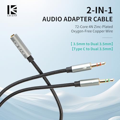 H HIFIHEAR KBEAR KA01 Headphone Splitter for Computer - size: 3.5MM-1Pack