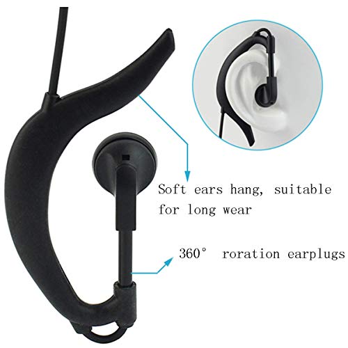 Retevis Walkie Talkie Earpiece with Mic, G Shape, for RT22/RT68/RT21/H777 | Volume Adjust, 2 Pin Compatible with Baofeng, Pxton, Kenwood Two Way Radios, 2 Way Radio Earpiece, Retails, Schools(10 Pack) - style: Volume Adjustable