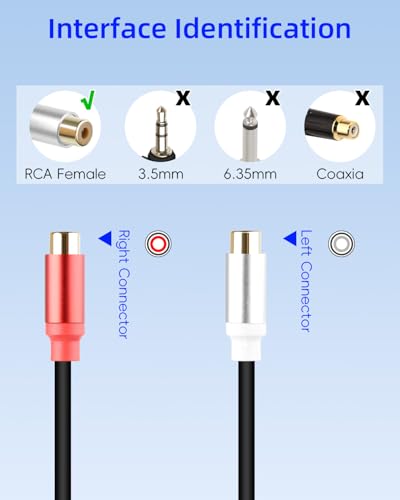 GELRHONR 2Pack RCA Splitter, 1 Female to 2 Female RCA Y Splitter Adapter Cable for Subwoofers, Home theaters, Speakers, HDTVs and More 30cm (F to 2 F Black) - color: Female to 2 Female Black