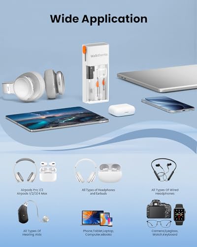 20-in-1 AirPod Cleaning Kit Pro 4 3 2 1 Cleaner Tool for Earbud Phone | Multifunction Deep Cleaning Headphones Keyboard Screen with Soft Brush, Metal Tip, Flocking Sponge, 15ml Spray, Cloth, Putty