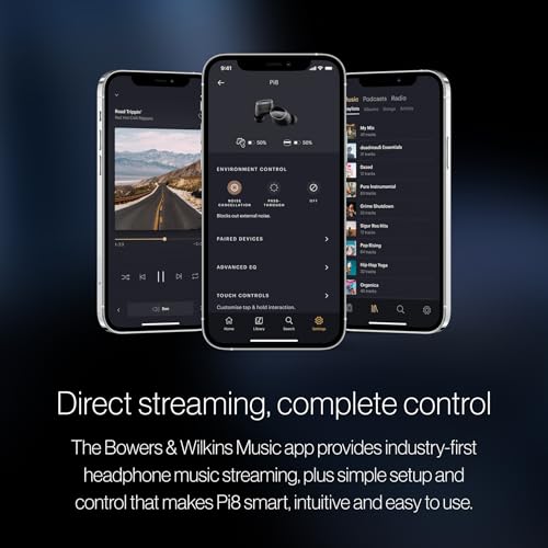 Bowers & Wilkins Pi8 Wireless Bluetooth Earbuds (Midnight Blue), in-Ear Bluetooth Earphones with Qualcomm & aptX Lossless, Active Noise Cancelling Earbuds, 3 Built-in Mics, 15-Min Quick Charging - color: Midnight Blue