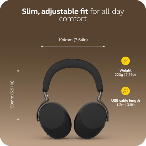 Jabra Evolve3 85 Over‑Ear Wireless Bluetooth Headphones with Mic, Black - color: Black, style: All Platforms