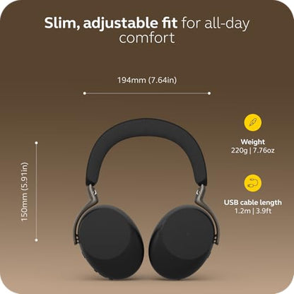 Jabra Evolve3 85 Over‑Ear Wireless Bluetooth Headphones with Mic, Black - color: Black, style: All Platforms