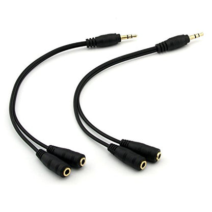 2-Pack Gold Plated 3.5mm Stereo Jack Splitter Cable Adapter Connectors ,3.5mm Male To 2 X Female - for Connecting External Speakers or Use Both Output for Speakers For Ipod, Mp3 Player