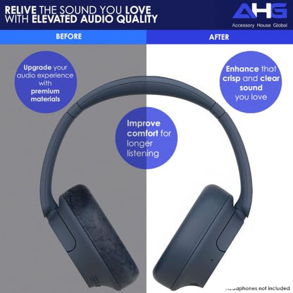 AHG Accessory House Global Premium Replacement Ear Pads Compatible with Sony WH-CH720N / WH-CH710N Headphones Premium Protein Leather Ear Cushions, Easy DIY Fit, Soft High-Density Foam (Blue) - color: Blue