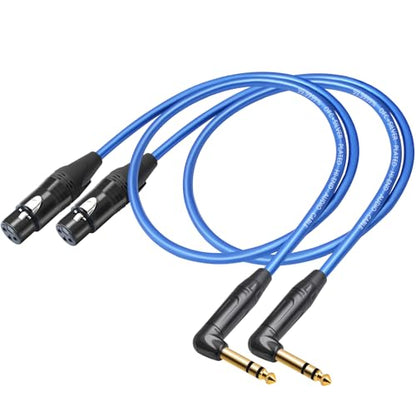 3Feet 2 Pack Balanced XLR Female to Right Angle 1/4 TRS Mixer Cable,6N OFC+Silver Plated HI-END Audio Cable,Right Angle 6.35mm to 3pin XLR Female Audio Cable - size: 3Feet（2Pack）, style: 90° TRS To XLR F