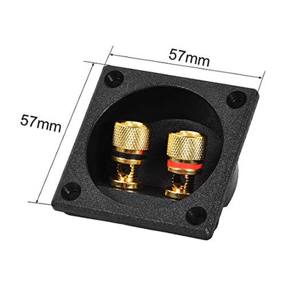 uxcell 2-Way Square Speaker Box Terminal Binding Post Stereo Screw Connectors Subwoofer Plugs Black 1pcs