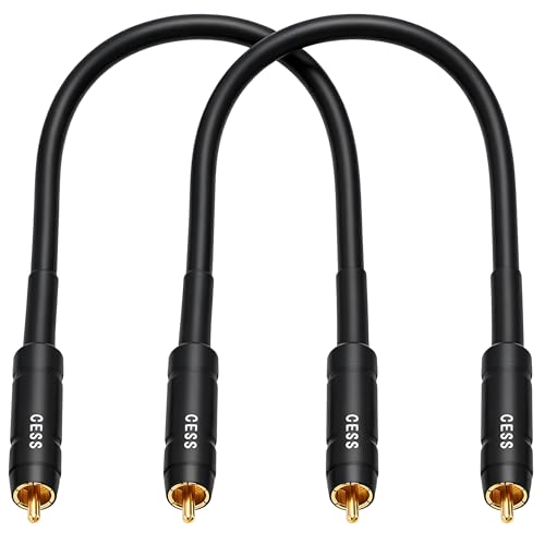 CNCESS RCA Preamp Jumper Cable, Male to Male, 12AWG Soft Link, 1 ft, 2-Pack - size: 1 Foot