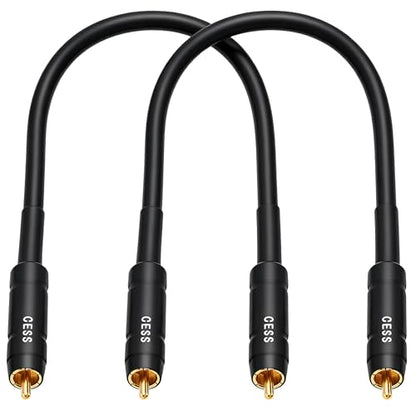 CNCESS RCA Preamp Jumper Cable, Male to Male, 12AWG Soft Link, 1 ft, 2-Pack - size: 1 Foot