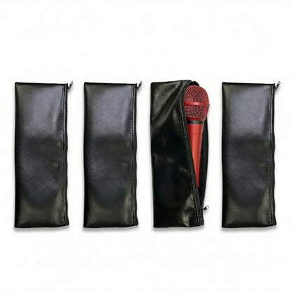 4Pcs Microphone Bag Case Storage Mic Protector for Wireless Devices Mini Sleeve Shockproof Zipper Pouch Easy Carry Portable Vocal Microphone Accessory Organizer 11.4"x4.13"