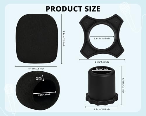 Foam Mic Covers and Handheld Microphone Protection Ring Shockproof Anti-Drop for Home Stage KTV Set of 7